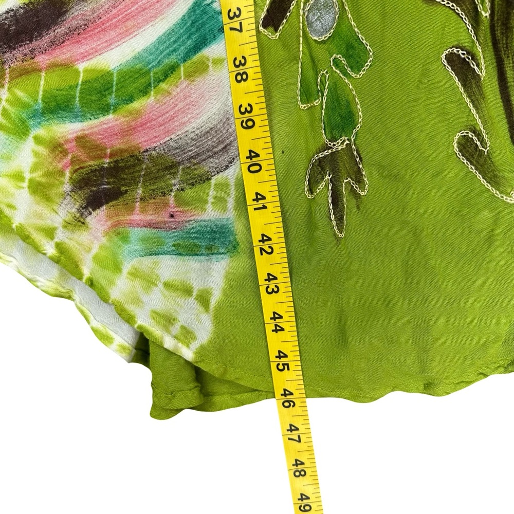 Boutique Green Floral Boho Tie Dye Sleeveless Flowing A-Line Dress Free Size - Picture 9 of 9